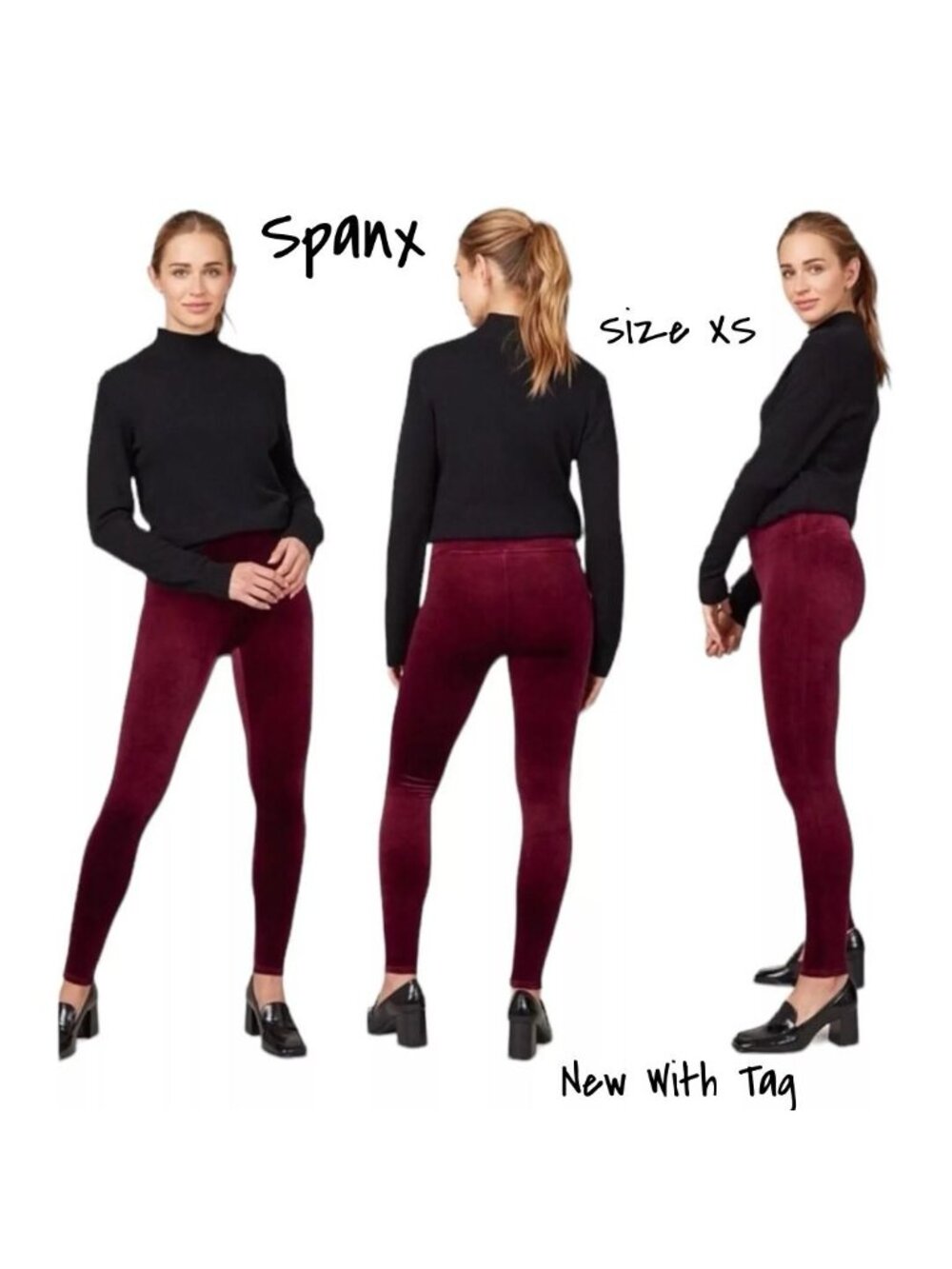Spanx Velvet Leggings in Burgundy for Women - Size XS New with Tags